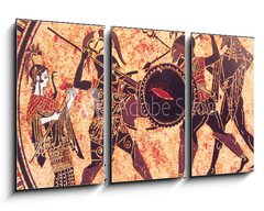 Obraz 3D tdln - 90 x 50 cm F_BS175583459 - Detail from an old historical greek paint reproduction over a terracotta dish. Unknown mythical heroes and gods fighting on it