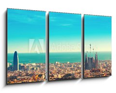 Obraz 3D tdln - 90 x 50 cm F_BS187469116 - View above on Barcelona landmark from Montjuic hill