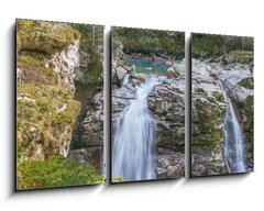 Obraz   Double Waterfalls in Mountain Forest, 90 x 50 cm