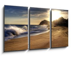 Obraz 3D tdln - 90 x 50 cm F_BS19490756 - Wave on beach with sun shining.