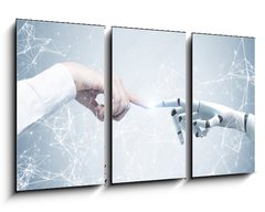 Obraz 3D tdln - 90 x 50 cm F_BS201581385 - Human and robot hands reaching out, network