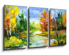 Obraz   Autumn landscape with the wood river, 90 x 50 cm