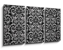 Obraz 3D tdln - 90 x 50 cm F_BS215761199 - Wallpaper in the style of Baroque. Seamless vector background. Black floral ornament. Graphic pattern for fabric, wallpaper, packaging. Ornate Damask flower ornament