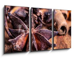 Obraz 3D tdln - 90 x 50 cm F_BS222904649 - close up of star anise on wooden plank, slective focus