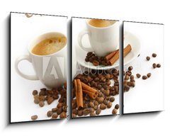 Obraz   Coffee cup and grain on white background, 90 x 50 cm