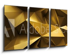 Obraz 3D tdln - 90 x 50 cm F_BS224714765 - 3d render, abstract gold crystal background, faceted texture, macro panorama, wide panoramic polygonal wallpaper