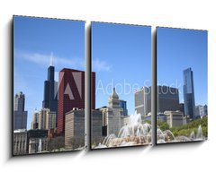Obraz 3D tdln - 90 x 50 cm F_BS22647001 - Chicago Skyline and Fountain