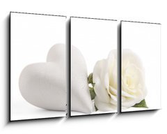 Obraz   White rose with heart, 90 x 50 cm