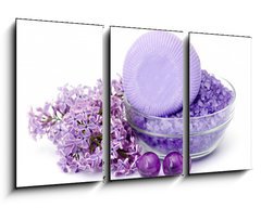 Obraz   spa products and lilac flowers, 90 x 50 cm