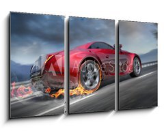 Obraz 3D tdln - 90 x 50 cm F_BS25589956 - Sports car moving on the road