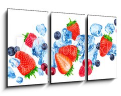 Obraz 3D tdln - 90 x 50 cm F_BS260822852 - Flying pieces of crushed ice and wild berries isolated on white background with clipping path