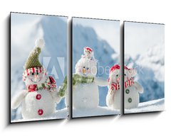 Obraz 3D tdln - 90 x 50 cm F_BS26166286 - Happy snowmans in mountain