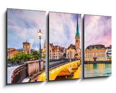 Obraz   Zurich, Switzerland. View of the historic city center with famous Fraumunster Church, 90 x 50 cm