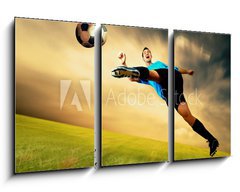 Obraz 3D tdln - 90 x 50 cm F_BS27867242 - Happiness football player on field of olimpic stadium on sunrise - Happiness fotbalista na poli olympijskho stadionu na vchod slunce