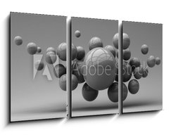Obraz 3D tdln - 90 x 50 cm F_BS285452318 - Flying spheres on a white background. 3d rendering. Illustration for advertising.