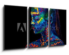 Obraz 3D tdln - 90 x 50 cm F_BS294351588 - UV body art painting of helloween female african warrior