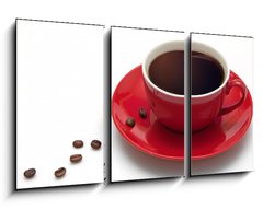 Obraz   Red coffee cup and grain on white background, 90 x 50 cm