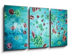 Obraz 3D tdln - 90 x 50 cm F_BS319192851 - Human blood cells and virus. 3d rendering