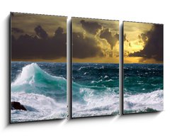 Obraz 3D tdln - 90 x 50 cm F_BS32168935 - wave during storm in sunset time - vlna bhem boue pi zpadu slunce