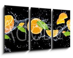 Obraz 3D tdln - 90 x 50 cm F_BS326799222 - panorama of fruits in water on a black background