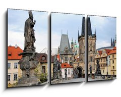 Obraz 3D tdln - 90 x 50 cm F_BS32998558 - walk over the Charles Bridge in Prague, Czech Republic - prochzka po Karlov most v Praze, esk republika