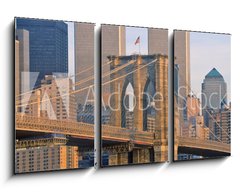 Obraz 3D tdln - 90 x 50 cm F_BS332057516 - View of the World Trade Towers, Brooklyn Bridge with TV helicopter, New York City, NY