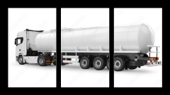 Obraz 3D tdln - 90 x 50 cm F_BS340311682 - Tanker truck 3D rendering isolated on white background. Side