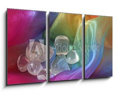 Obraz 3D tdln - 90 x 50 cm F_BS36970802 - Clear quartz crystals on chiffron background
