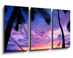Obraz 3D tdln - 90 x 50 cm F_BS37335757 - Beautiful Vacation Sunset, Hammock Silhouette with Palm Trees
