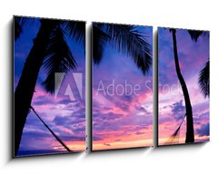 Obraz   Beautiful Vacation Sunset, Hammock Silhouette with Palm Trees, 90 x 50 cm