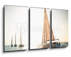 Obraz 3D tdln - 90 x 50 cm F_BS37590316 - Sailing ship yachts with white sails - Jachty plachetnic s blmi plachtami