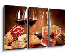 Obraz 3D tdln - 90 x 50 cm F_BS38393284 - Insaccati con formaggio e vino rosso