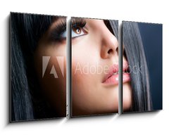 Obraz 3D tdln - 90 x 50 cm F_BS38667994 - Fashion Brunette. Beautiful Makeup and Healthy Black Hair