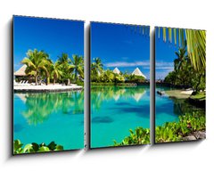 Obraz 3D tdln - 90 x 50 cm F_BS39219849 - Tropical resort with a green lagoon and palm trees