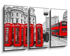 Obraz   Red telephone boxes and double decker bus, london, UK., 90 x 50 cm