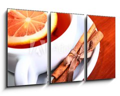 Obraz 3D tdln - 90 x 50 cm F_BS39804989 - cup of hot tea on brown background - lek horkho aje na hndm pozad