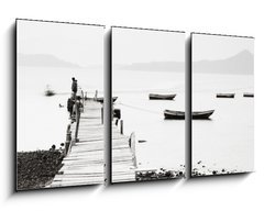 Obraz   Lonely pier along the coast, low saturation image., 90 x 50 cm