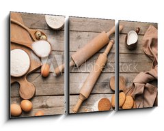 Obraz 3D tdln - 90 x 50 cm F_BS405324068 - Ingredients for cookies and rolling pins on wooden background