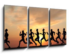 Obraz 3D tdln - 90 x 50 cm F_BS41044614 - Marathon, black silhouettes of runners on the sunset