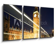 Obraz 3D tdln - 90 x 50 cm F_BS4170127 - Big Ben in London at night against blue sky. London traffic