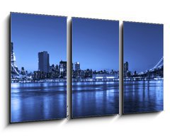 Obraz 3D tdln - 90 x 50 cm F_BS42013041 - View of Manhattan and Brooklyn bridges and skyline at night - Pohled na mosty Manhattan a Brooklyn a panorama v noci