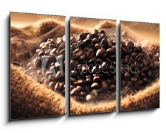 Obraz   Coffee beans with smoke in burlap sack, 90 x 50 cm