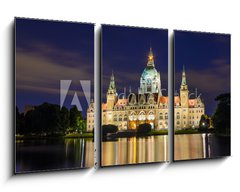 Obraz 3D tdln - 90 x 50 cm F_BS42367432 - City Hall of Hannover, Germany by night