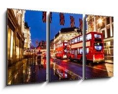 Obraz 3D tdln - 90 x 50 cm F_BS42491126 - Red Bus on the Rainy Street of London in the Night, United Kingd