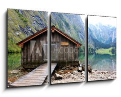 Obraz 3D tdln - 90 x 50 cm F_BS42625977 - log cabin in Obersee,koenigssee, Berchtesgaden