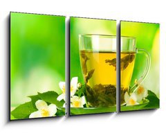 Obraz   cup of green tea with jasmine flowers, 90 x 50 cm