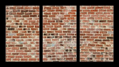 Obraz 3D tdln - 90 x 50 cm F_BS434149038 - Panoramic rugged old red brown bricks wall. texture background