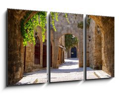 Obraz 3D tdln - 90 x 50 cm F_BS43877162 - Medieval arched street in the old town of Rhodes, Greece