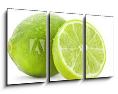 Obraz   Fresh lime and slice, Isolated on white background, 90 x 50 cm