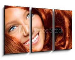 Obraz 3D tdln - 90 x 50 cm F_BS44054513 - Beautiful Girl With Healthy Long Red Curly Hair - Krsn dvka se zdravmi dlouhmi ervenmi kudrnatmi vlasy